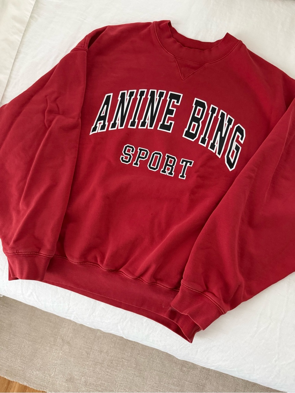 Anine Bing Red Logo Crewneck Sweatshirt